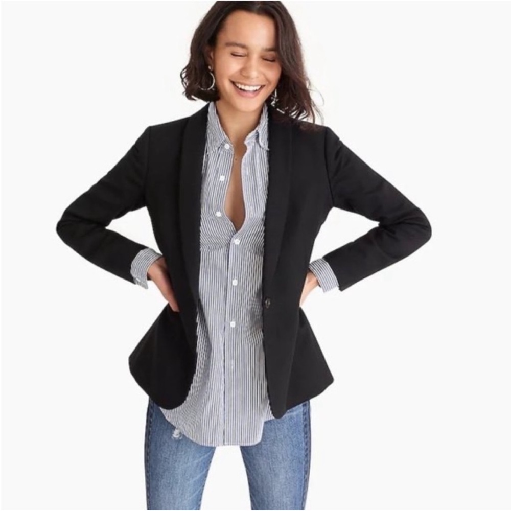 NWT J.Crew Parke Blazer Wool Blend Black G7726 Size 8